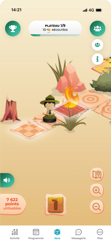 Ecran de l'application du jeu l'Odyssée de Lucioles